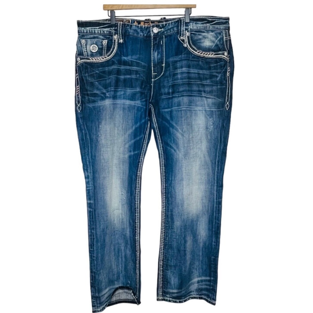 Rock Revival Alfred Straight Red Stitch Flap Pocket Straight Jeans Unwor…